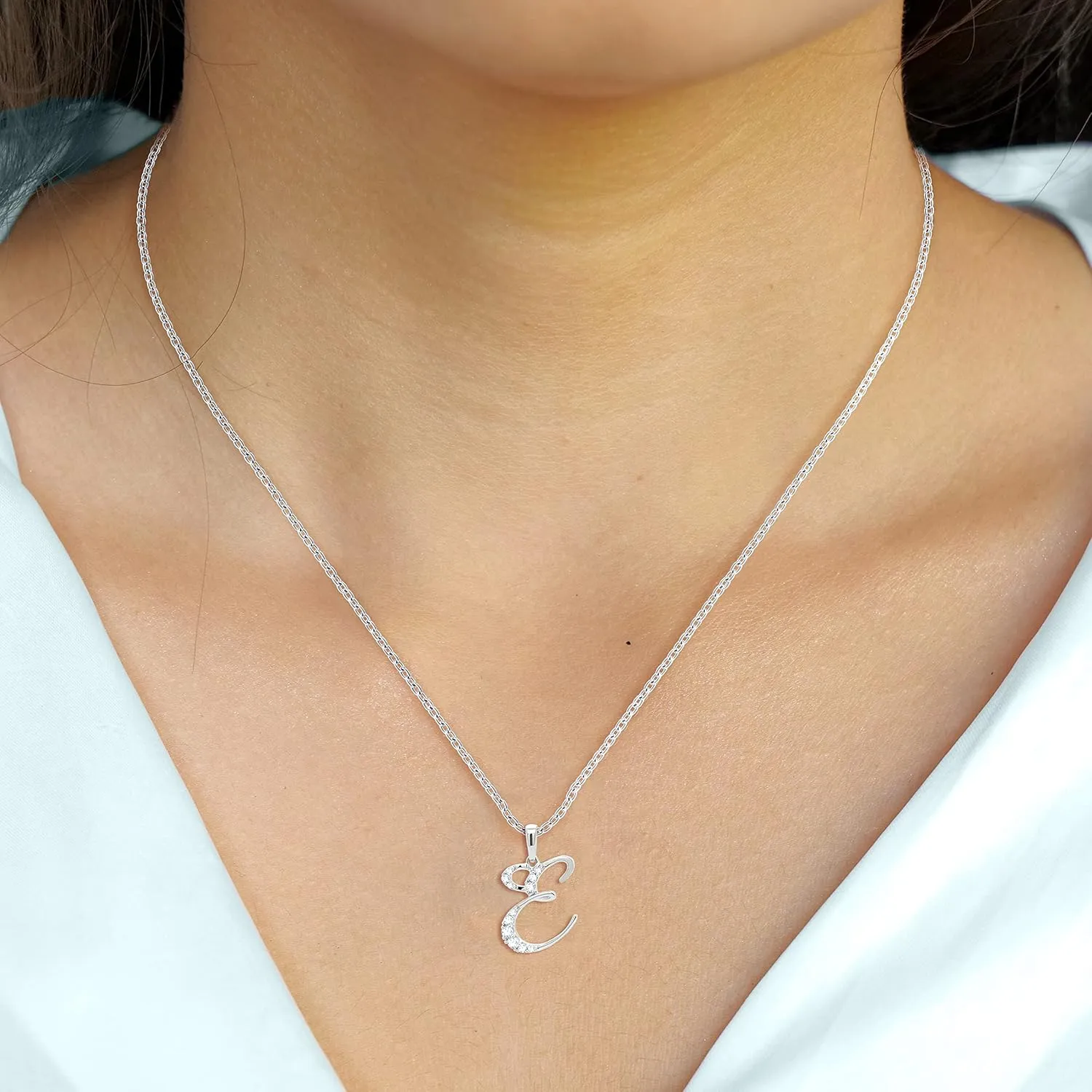 Stylish Initial Charms Pendants Necklaces for Women - Round Cut Diamond Alpahbet Letter Personalized Coin Name Necklaces for Womens in 14K Gold (0.12 Carat, I2 Clarity, I-J Color)
