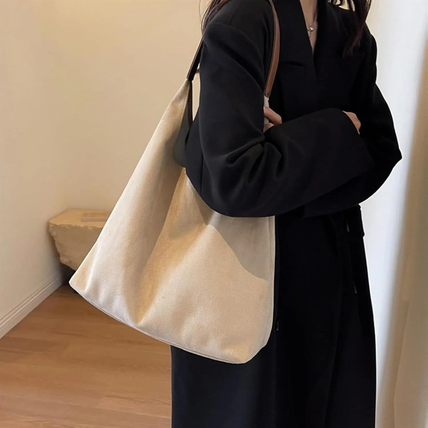 Suede Tote Bag For Women, Suede Purse Slouchy Bag, Shoulder Hobo Women'S Top Handle Handbags Work Leather Bag