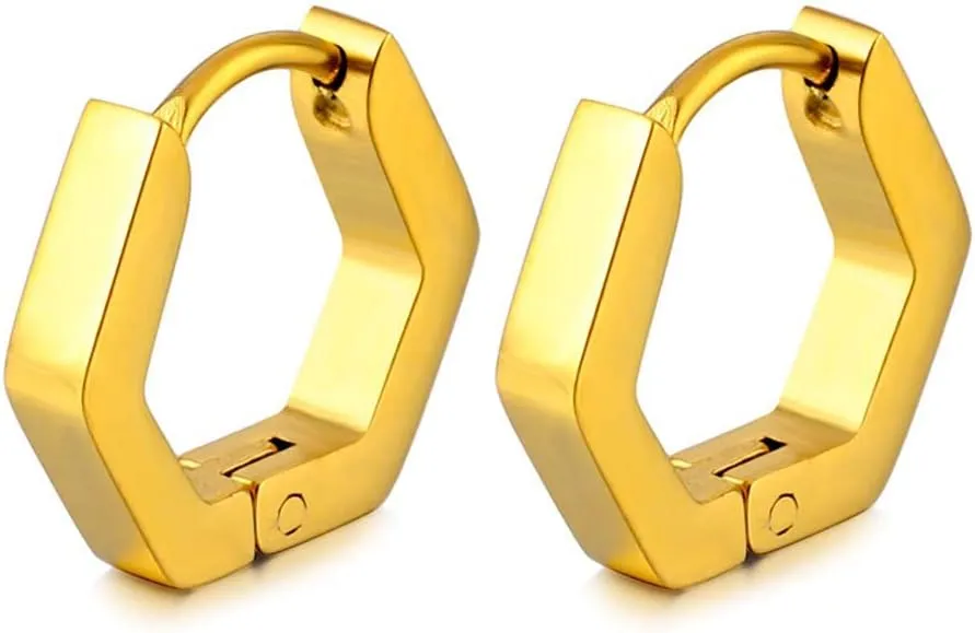 suoryisrty Earring 1 Pair Stainless Steel Hoop Earrings Stud Earrings Triangle Ear Piercing Studs Gold Round