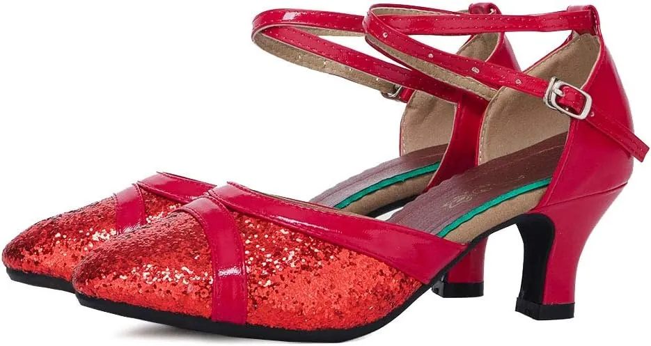 SWDZM Ballroom Dance Shoes Women Low Heel Closed Toe Latin Salsa Practice Dance Shoes