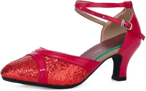 SWDZM Ballroom Dance Shoes Women Low Heel Closed Toe Latin Salsa Practice Dance Shoes