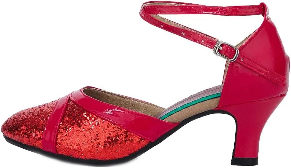 SWDZM Ballroom Dance Shoes Women Low Heel Closed Toe Latin Salsa Practice Dance Shoes