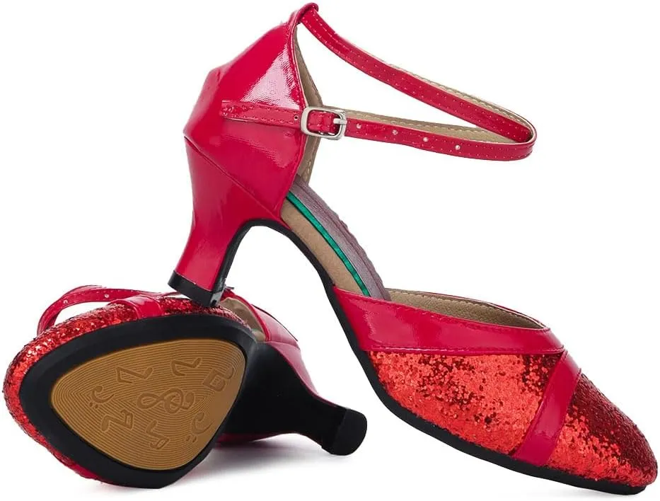 SWDZM Ballroom Dance Shoes Women Low Heel Closed Toe Latin Salsa Practice Dance Shoes