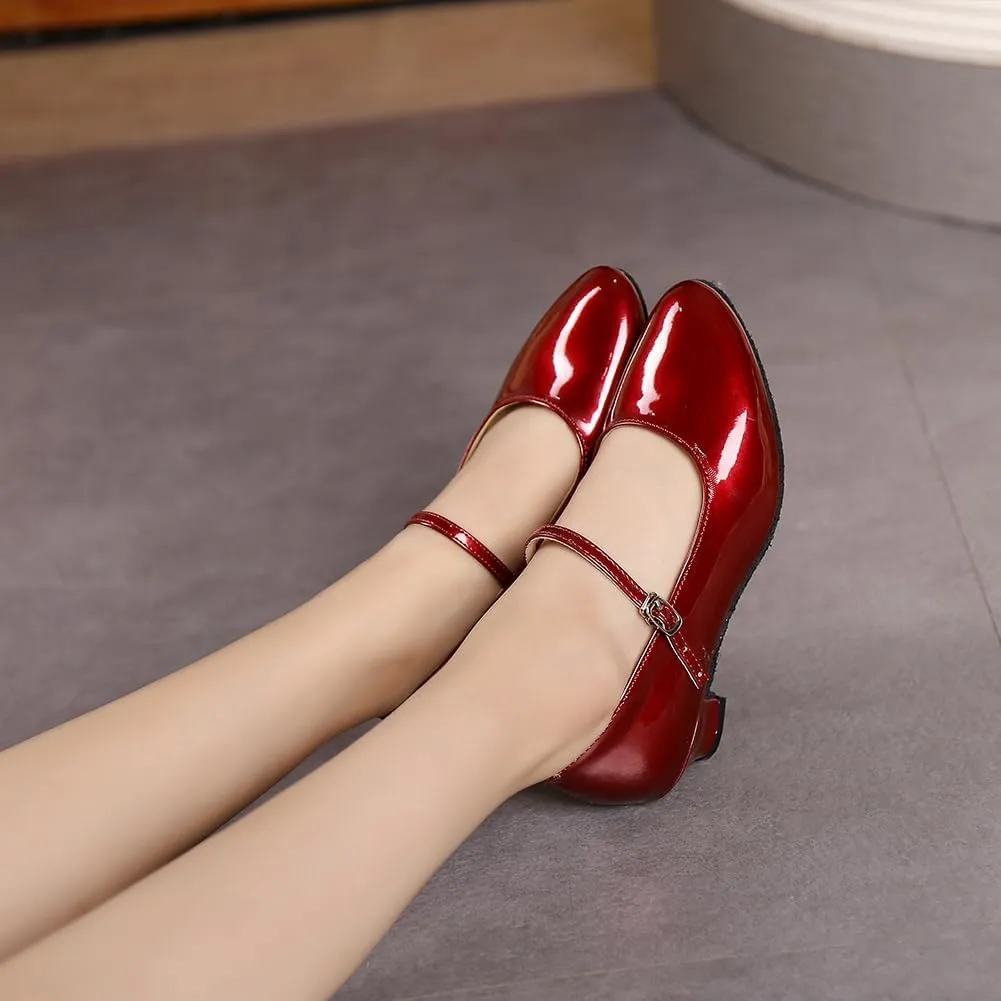 SWDZM Ballroom Dance Shoes Women Low Heel Closed Toe Latin Salsa Tango Character Dancing Shoes