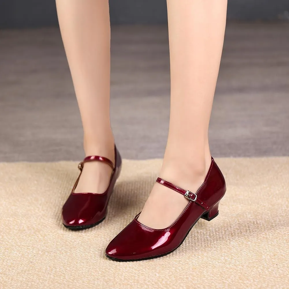 SWDZM Ballroom Dance Shoes Women Low Heel Closed Toe Latin Salsa Tango Character Dancing Shoes