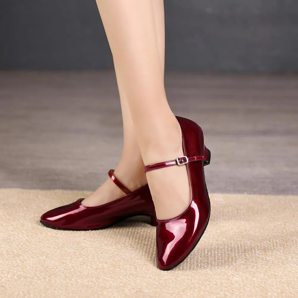 SWDZM Ballroom Dance Shoes Women Low Heel Closed Toe Latin Salsa Tango Character Dancing Shoes