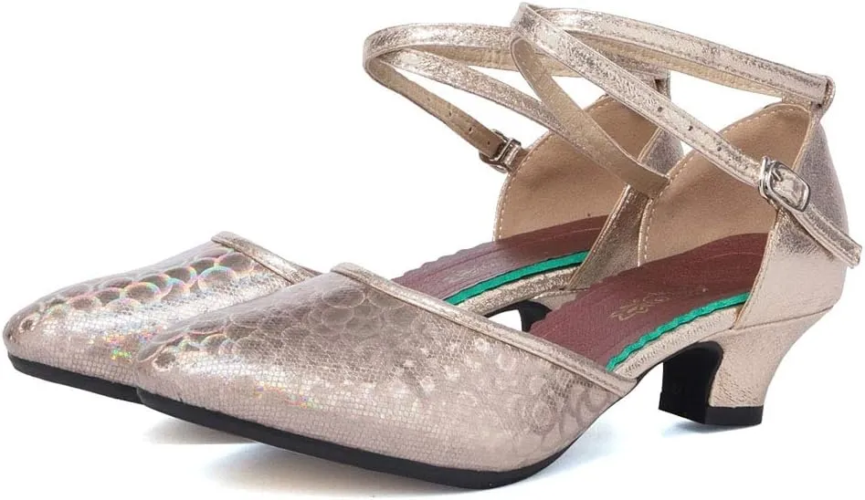 SWDZM Closed Toe Latin Dance Shoes for Women Ballroom Character Modern Tango Salsa Performance Dancing Shoes Low Heel