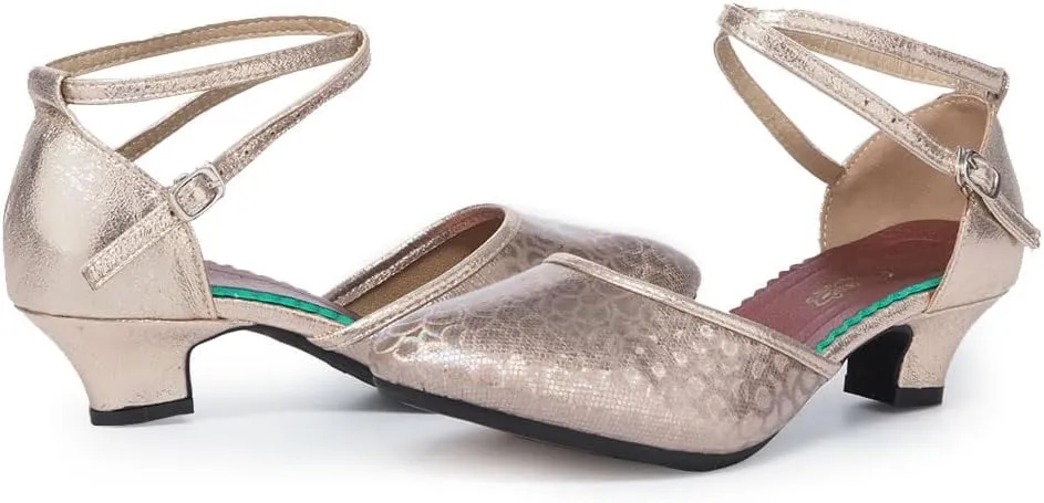 SWDZM Closed Toe Latin Dance Shoes for Women Ballroom Character Modern Tango Salsa Performance Dancing Shoes Low Heel