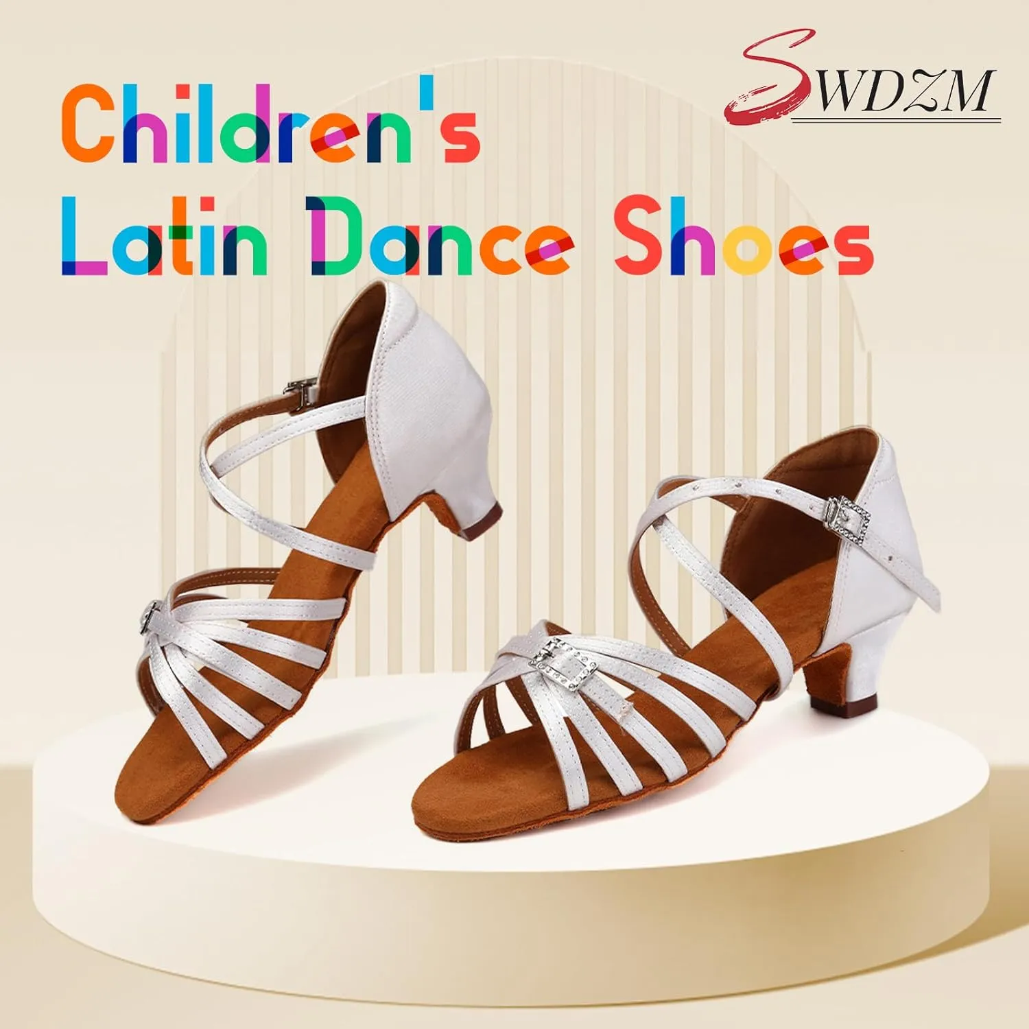SWDZM Girls Latin Dance Shoes Low Heels Tango Salsa Ballroom Beginner Practice Dance Shoes