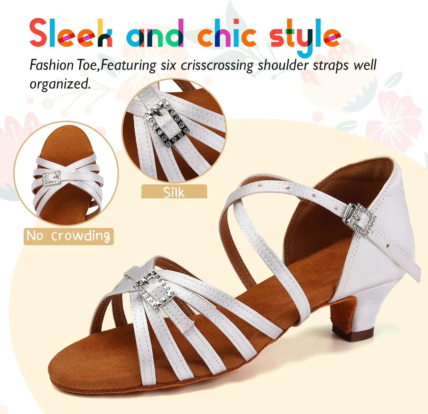 SWDZM Girls Latin Dance Shoes Low Heels Tango Salsa Ballroom Beginner Practice Dance Shoes