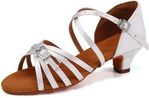 SWDZM Girls Latin Dance Shoes Low Heels Tango Salsa Ballroom Beginner Practice Dance Shoes