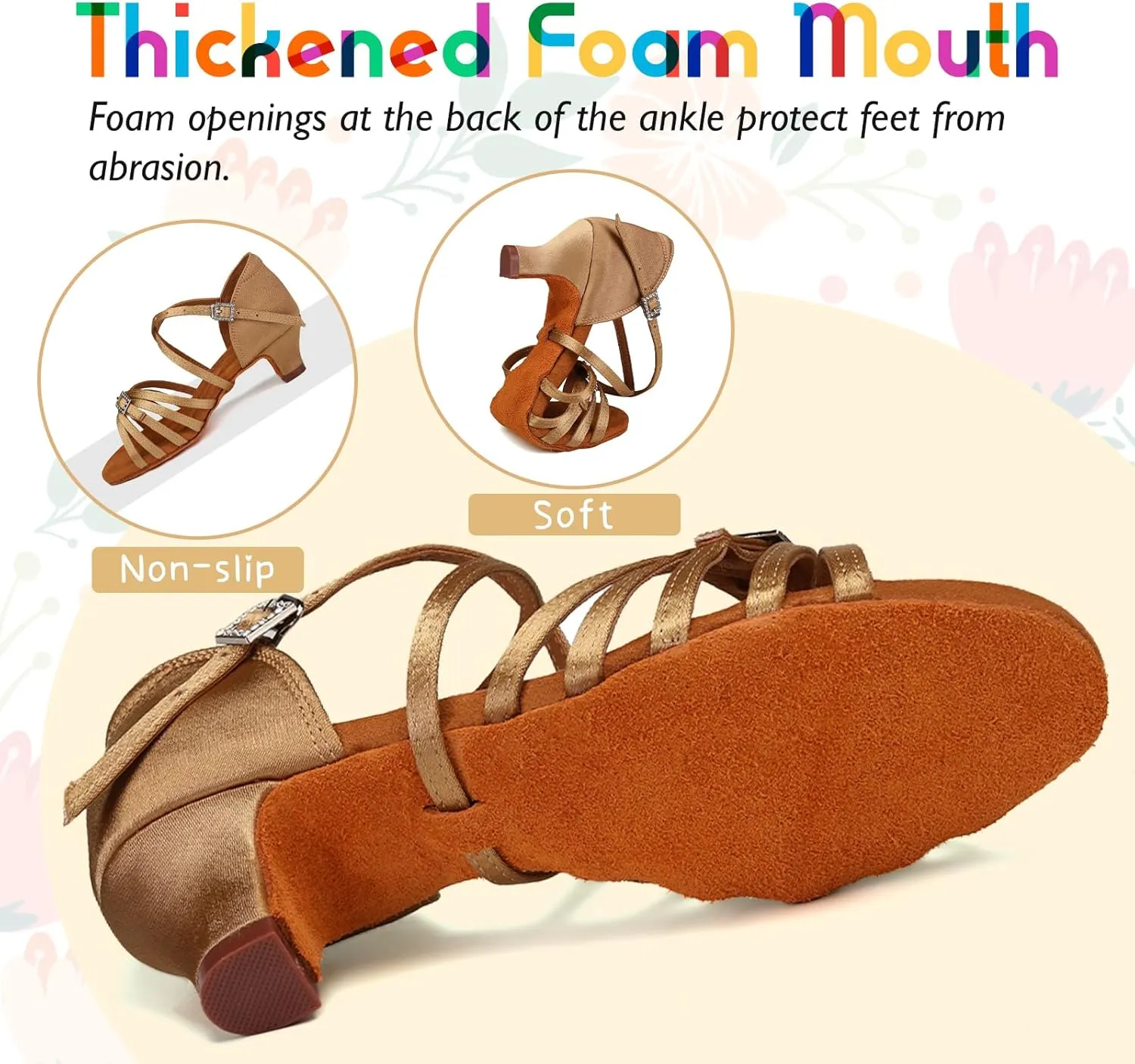 SWDZM Girls Latin Dance Shoes Low Heels Tango Salsa Ballroom Beginner Practice Dance Shoes