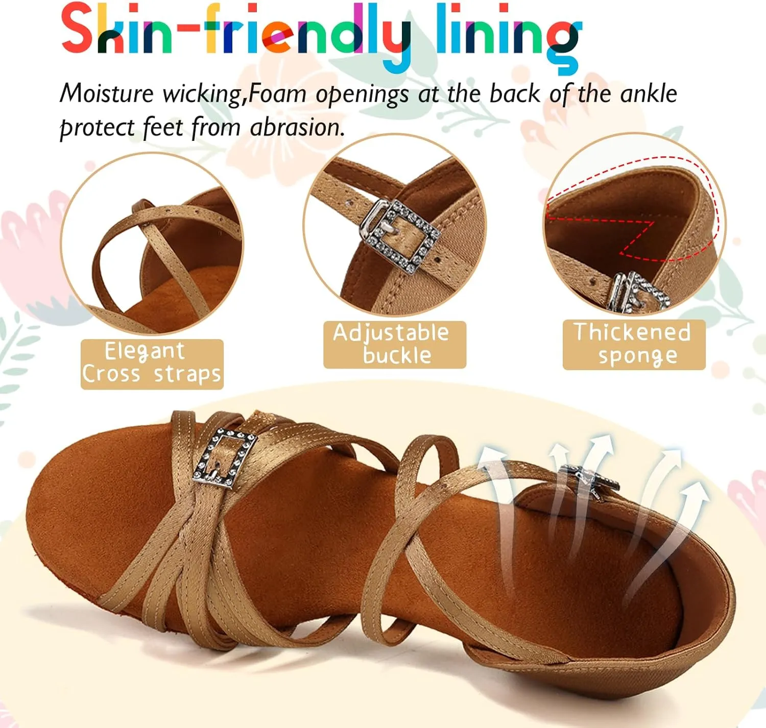 SWDZM Girls Latin Dance Shoes Low Heels Tango Salsa Ballroom Beginner Practice Dance Shoes
