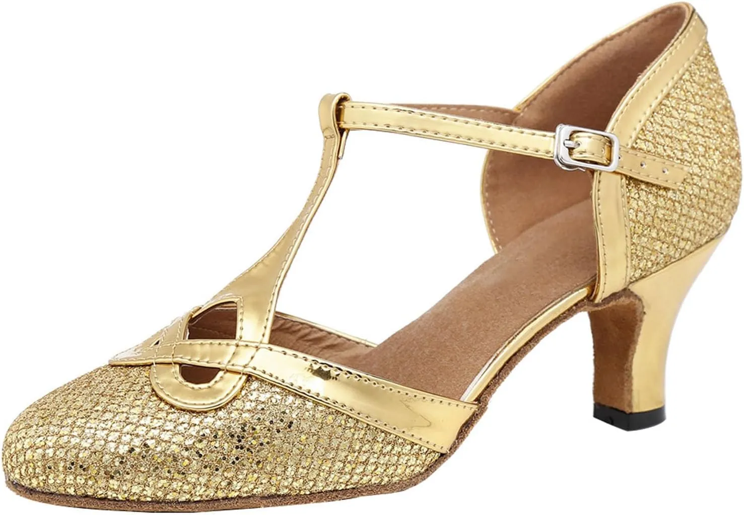 SWDZM Latin Dance Shoes Women Low Heels Tango Salsa Ballroom Shoes Closed Toe