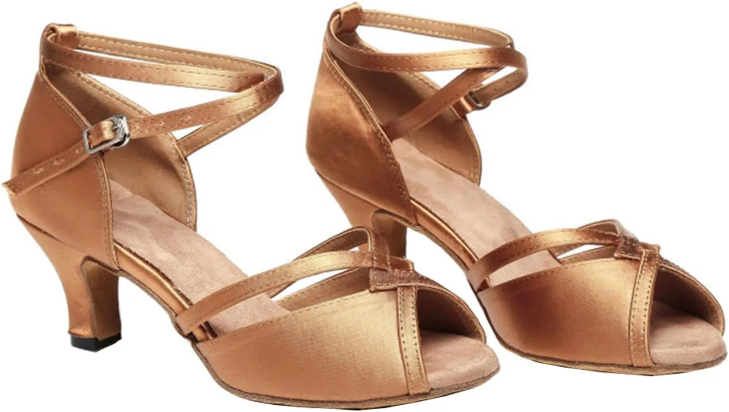 SWDZM Open Toe Latin Dance Shoes Women Low Heels Tango Salsa Ballroom Shoes