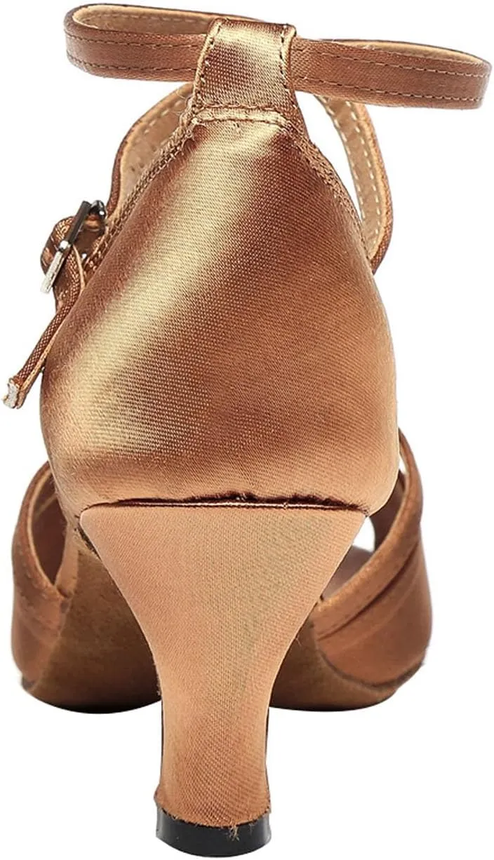 SWDZM Open Toe Latin Dance Shoes Women Low Heels Tango Salsa Ballroom Shoes