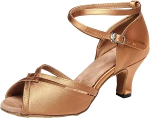 SWDZM Open Toe Latin Dance Shoes Women Low Heels Tango Salsa Ballroom Shoes
