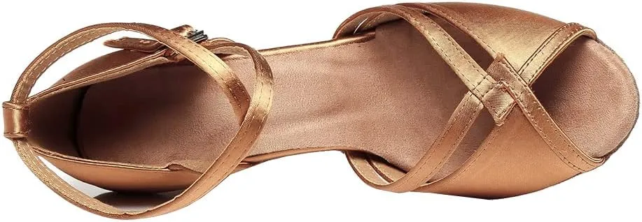 SWDZM Open Toe Latin Dance Shoes Women Low Heels Tango Salsa Ballroom Shoes