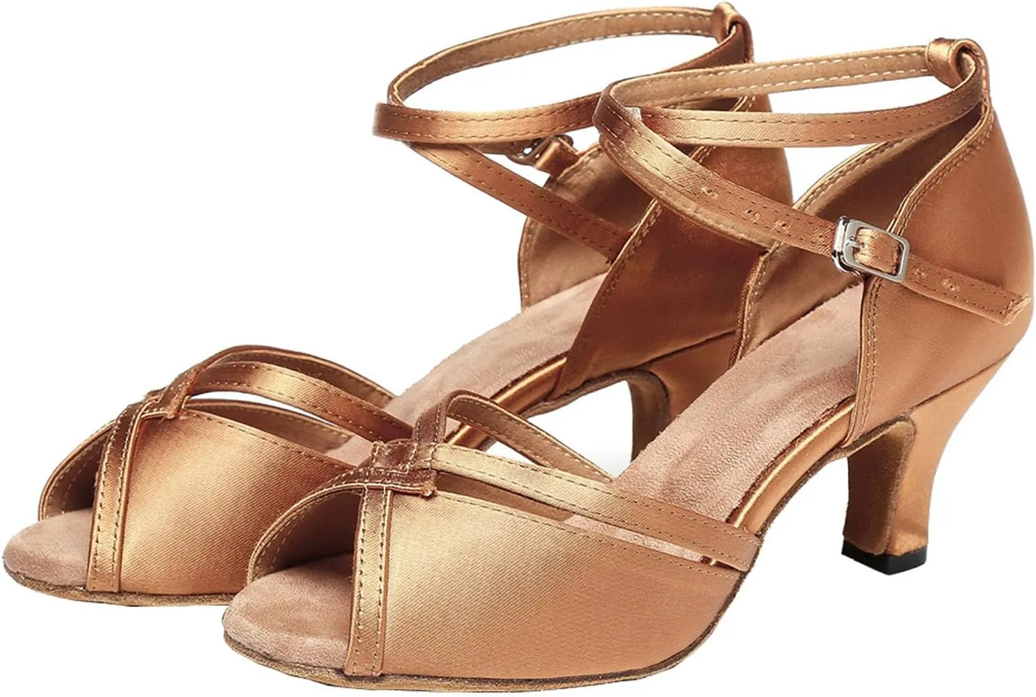 SWDZM Open Toe Latin Dance Shoes Women Low Heels Tango Salsa Ballroom Shoes