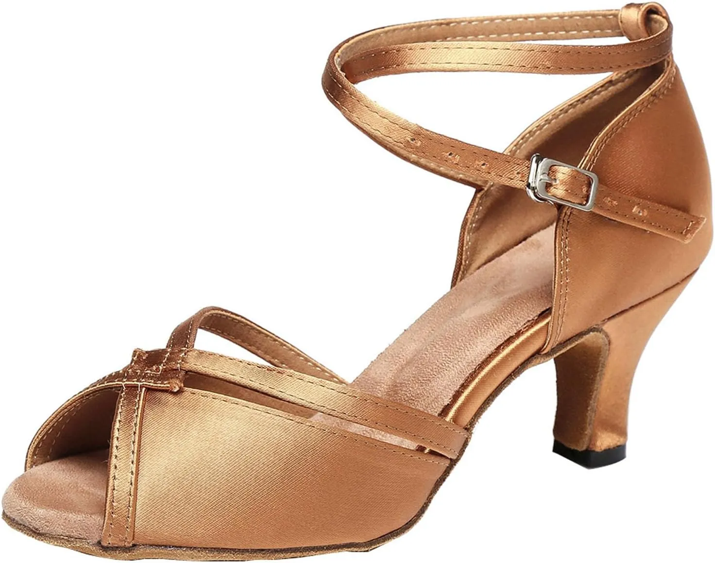 SWDZM Open Toe Latin Dance Shoes Women Low Heels Tango Salsa Ballroom Shoes