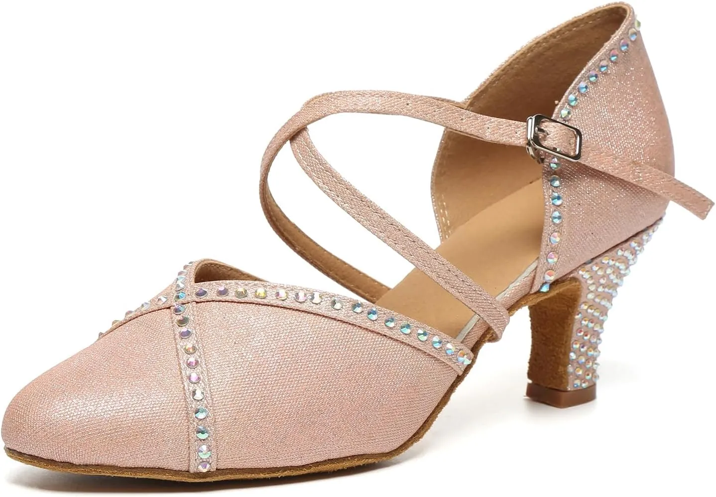 SWDZM Womens Glitter Ballroom Dance Shoes Latin Salsa Tango Dancing Heels Closed Toe