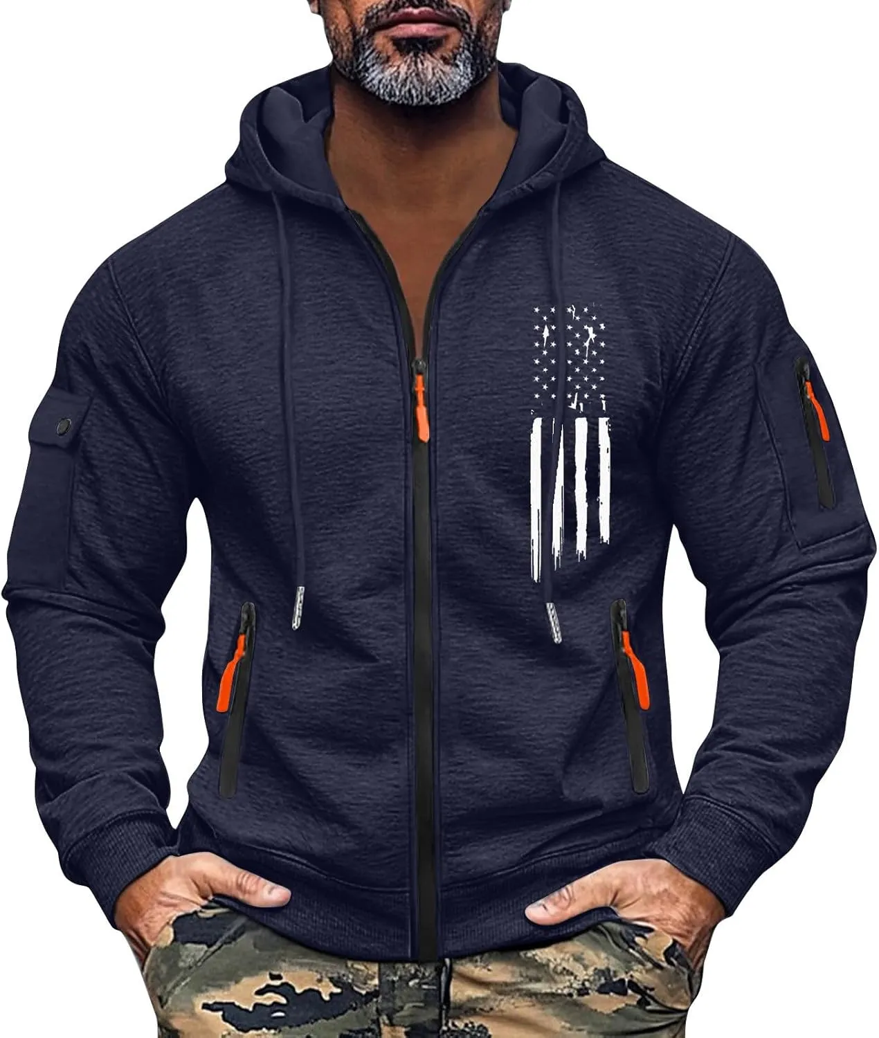 Sweatshirt for Men Zip Comfort Fashion Soft Drawstring Men's Sweatshirts Gym Stylish Sweatshirt with Pockets
