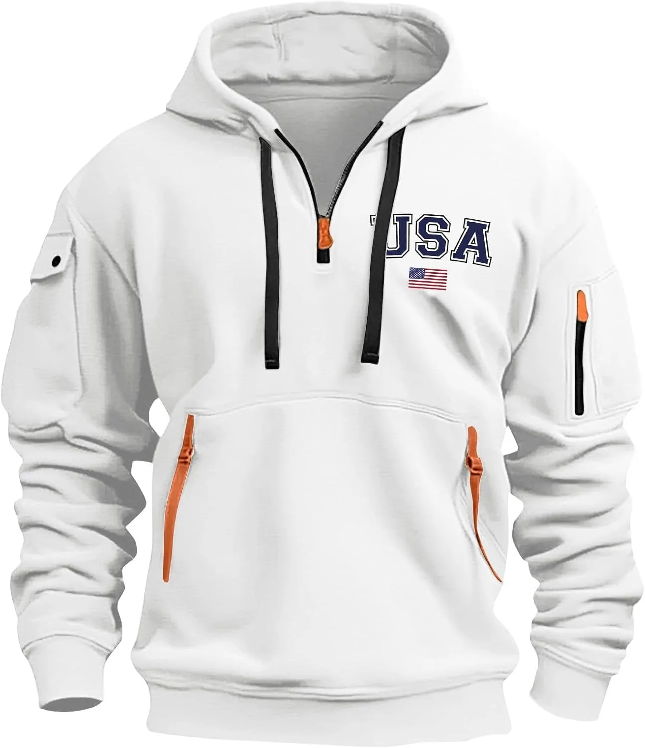 Sweatshirt Men 1/4 Zip Running Athletic Cool Drawstring Hoodies for Men Basic Stylish Sweatshirt with Pockets