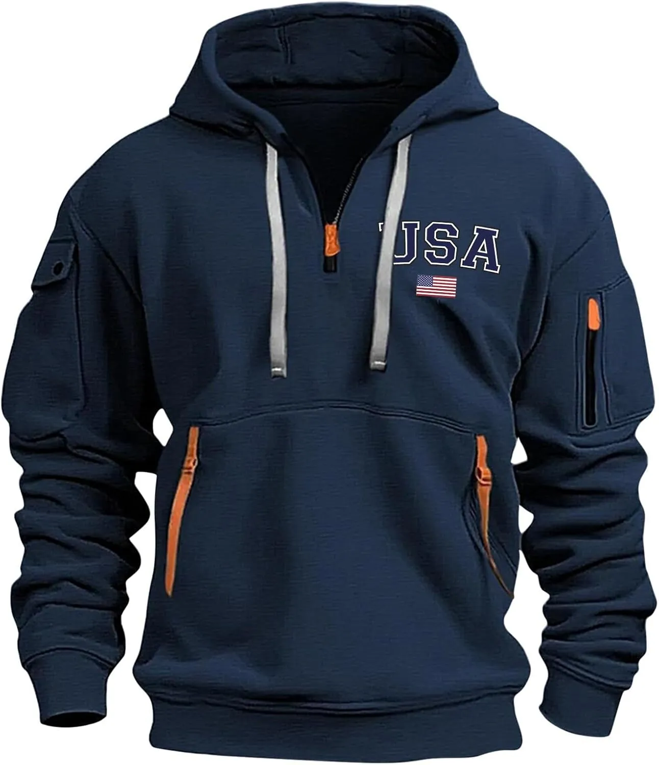 Sweatshirt Men 1/4 Zip Running Athletic Cool Drawstring Hoodies for Men Basic Stylish Sweatshirt with Pockets