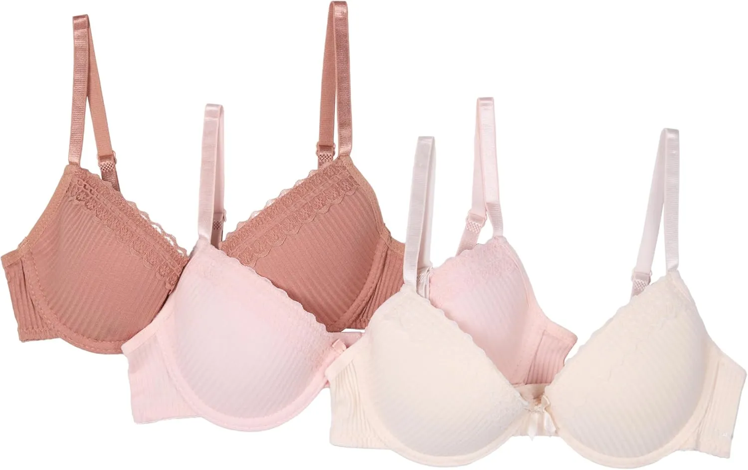 TAHARI Girls' 3-Pack Structured Wire Bras