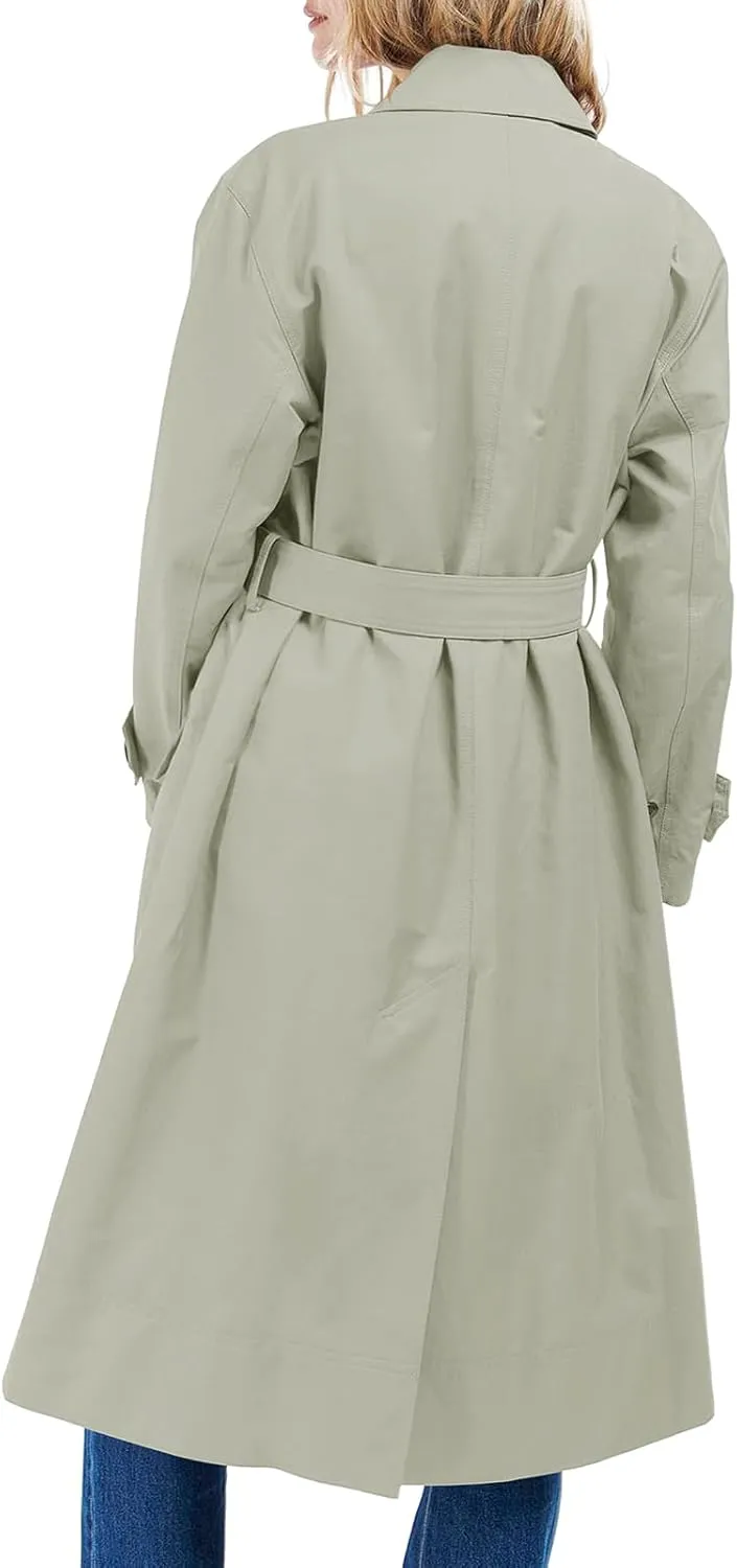 Tankaneo Womens Trench Coats Single Breasted Long Windproof Overcoat with Pockets and Belt