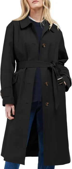Tankaneo Womens Trench Coats Single Breasted Long Windproof Overcoat with Pockets and Belt