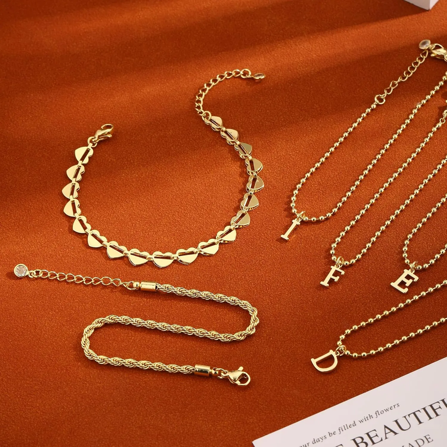 Tasiso Gold Bracelets for Women Gifts, 18K Gold Plated Letter Initial Bracelet Dainty Bead Monogram Bracelet Gold Initial Bracelets for Women Cute Jewelry Gifts