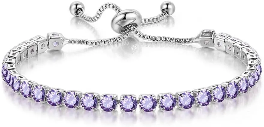 Tennis Bracelets for Women Men Adjustable Charm Link Bracelet 14K Gold Plated Dainty Multicolor Cubic Zircon Bracelets for Teen Girls Crystal Friendship Bracelets Jewelry