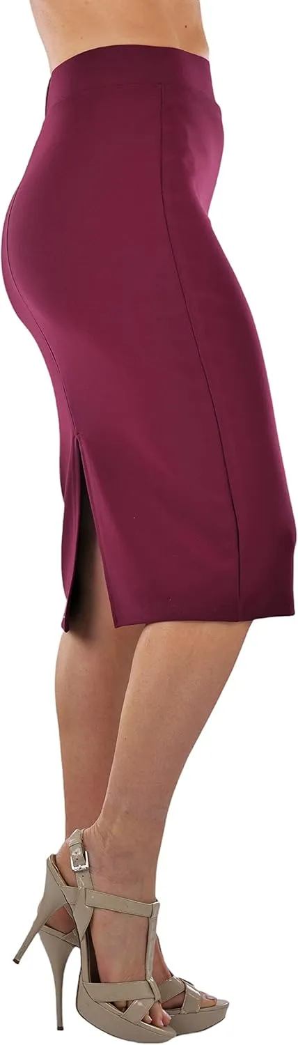 ToBeInStyle Women's Classic Bodycon Pencil Back Slit Scuba Skirt