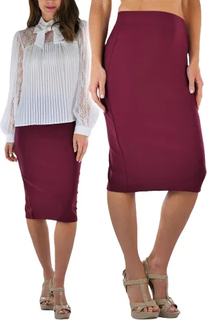 ToBeInStyle Women's Classic Bodycon Pencil Back Slit Scuba Skirt