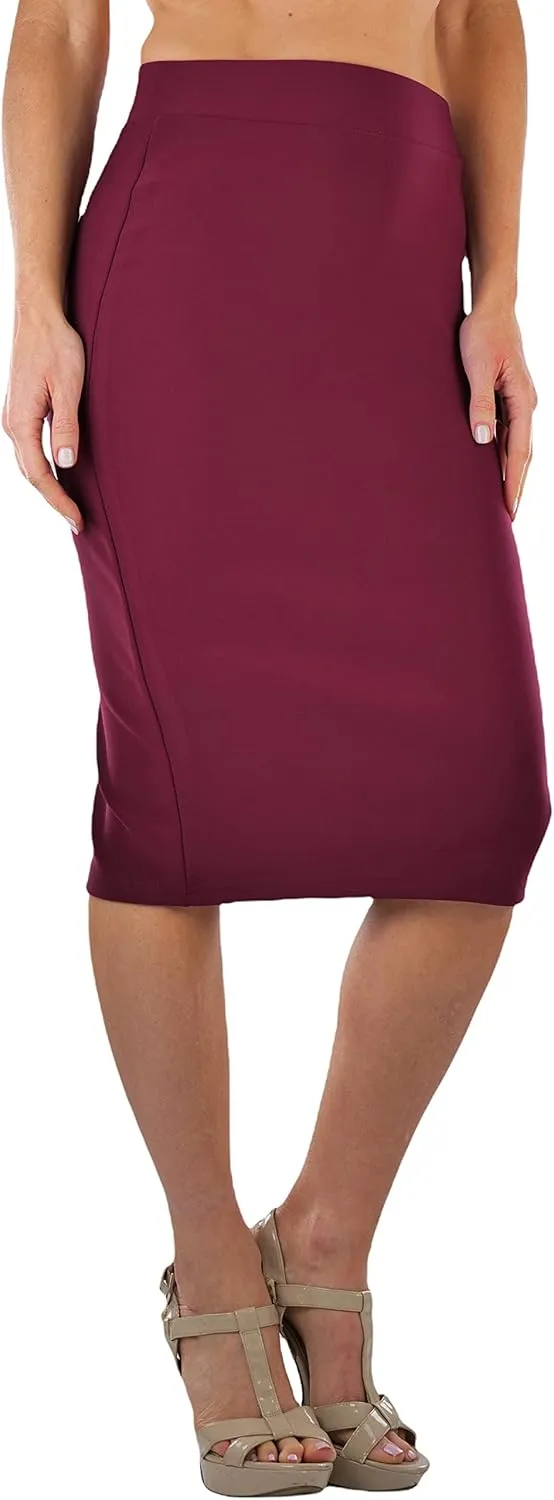 ToBeInStyle Women's Classic Bodycon Pencil Back Slit Scuba Skirt
