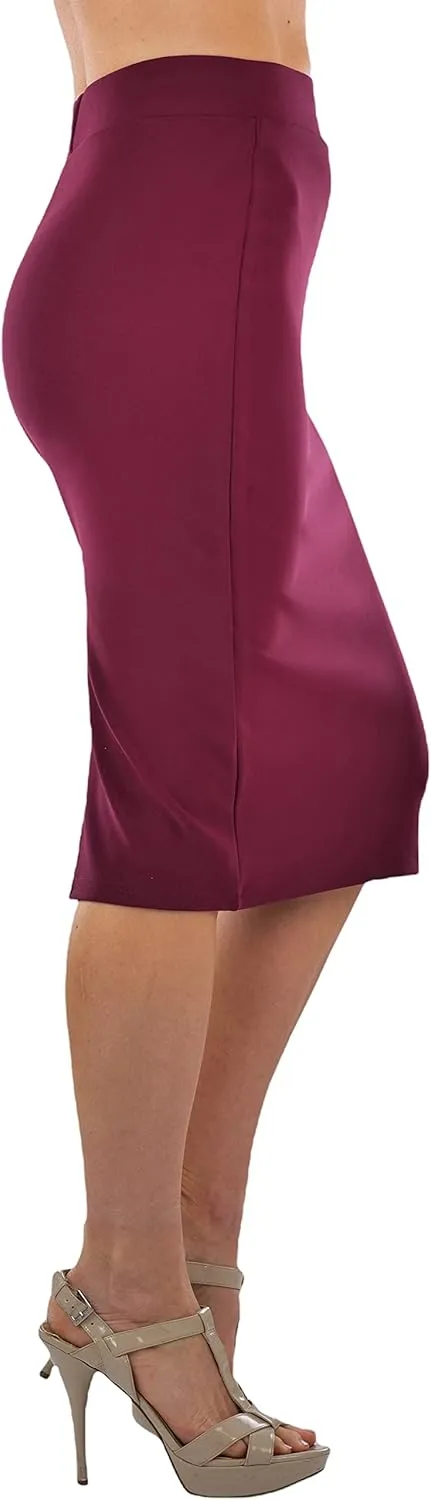 ToBeInStyle Women's Classic Bodycon Pencil Back Slit Scuba Skirt