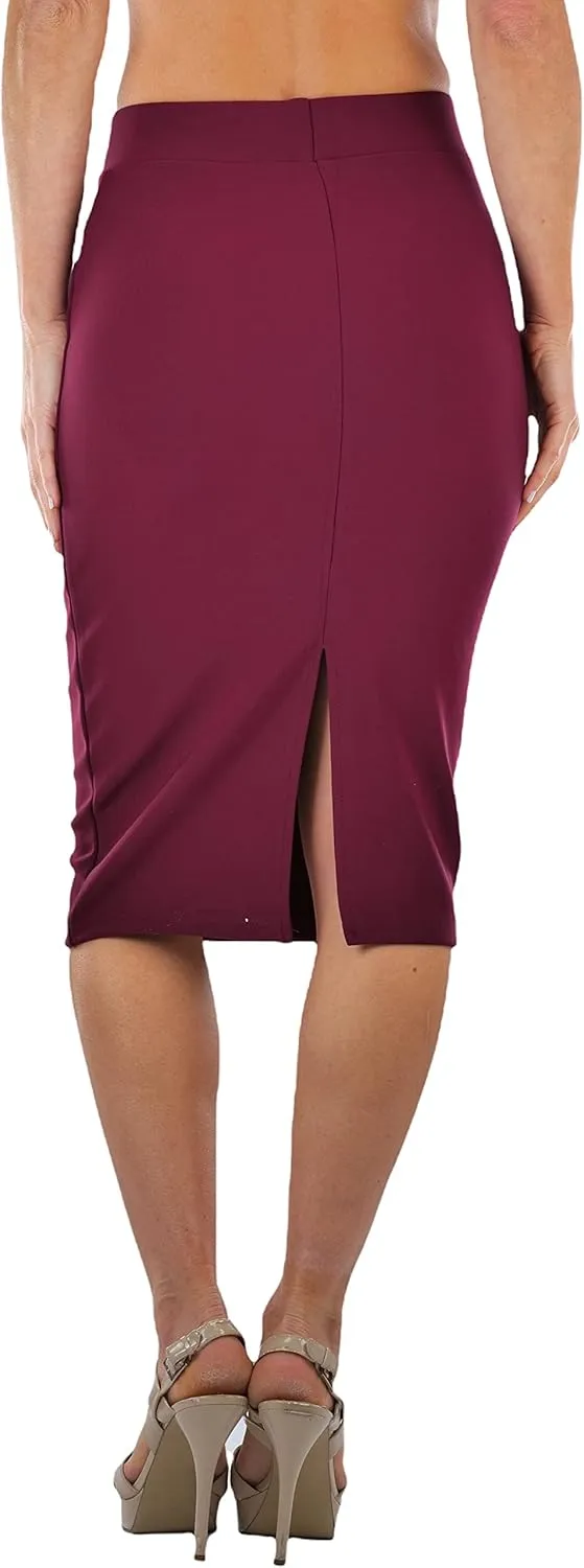 ToBeInStyle Women's Classic Bodycon Pencil Back Slit Scuba Skirt
