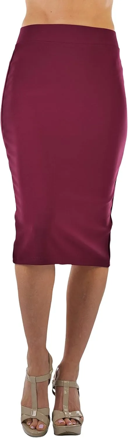 ToBeInStyle Women's Classic Bodycon Pencil Back Slit Scuba Skirt