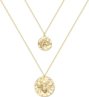 Turandoss Gold Layered Necklaces for Women - 14K Gold Plated Handmade Multilayer Bar Pearls Coin Disc Moon Butterfly Medallion Adjustable Dainty Layered Choker Necklaces for Women Jewelry