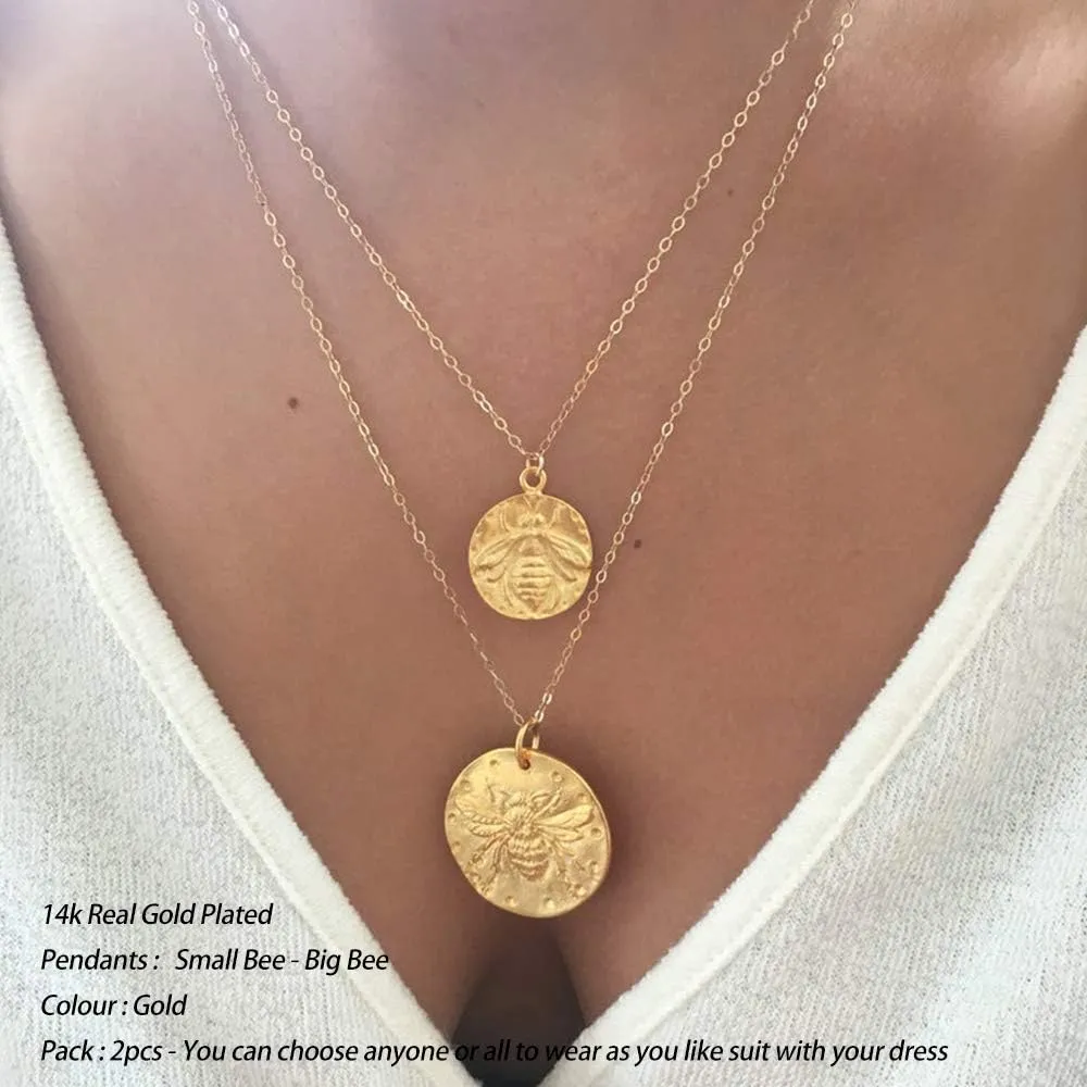 Turandoss Gold Layered Necklaces for Women - 14K Gold Plated Handmade Multilayer Bar Pearls Coin Disc Moon Butterfly Medallion Adjustable Dainty Layered Choker Necklaces for Women Jewelry