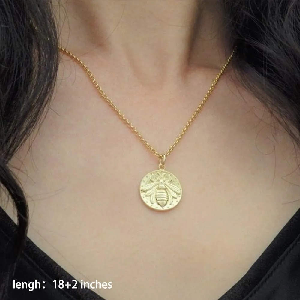 Turandoss Gold Layered Necklaces for Women - 14K Gold Plated Handmade Multilayer Bar Pearls Coin Disc Moon Butterfly Medallion Adjustable Dainty Layered Choker Necklaces for Women Jewelry