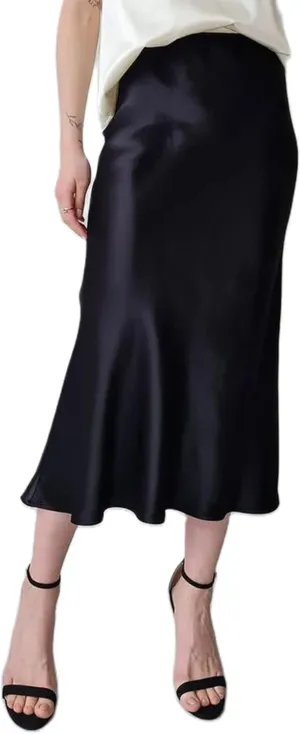 UAURORAO Women Satin Midi Skirt High Waist Silk Mermaid Skirt Casual Ruffle Elegant Cocktail Party Work Maxi Skirt