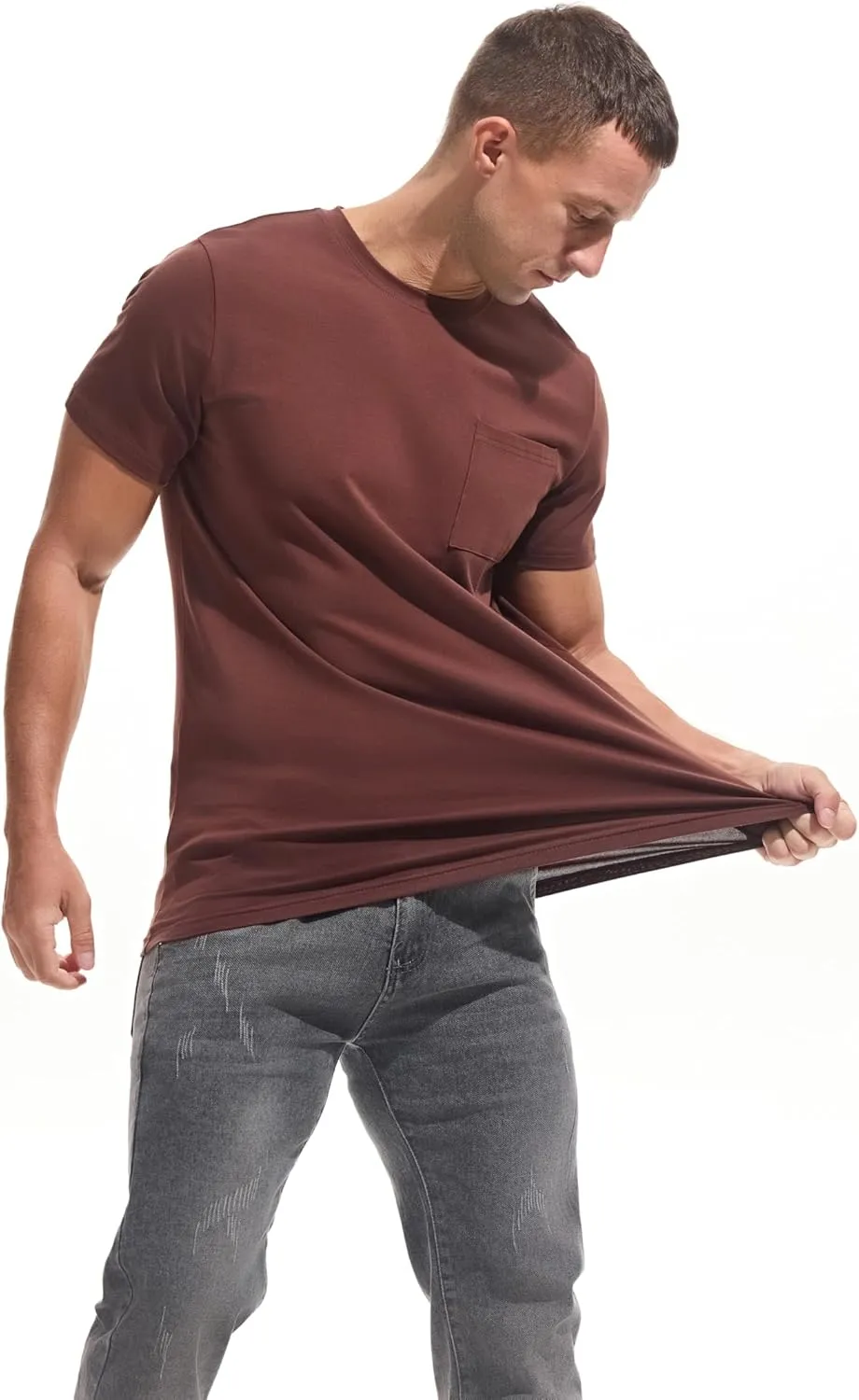 VEIISAR Mens T Shirt - Short Sleeve Crew Neck Soft Fitted Elastic Tees Fresh Classic Tshirts Color 20 