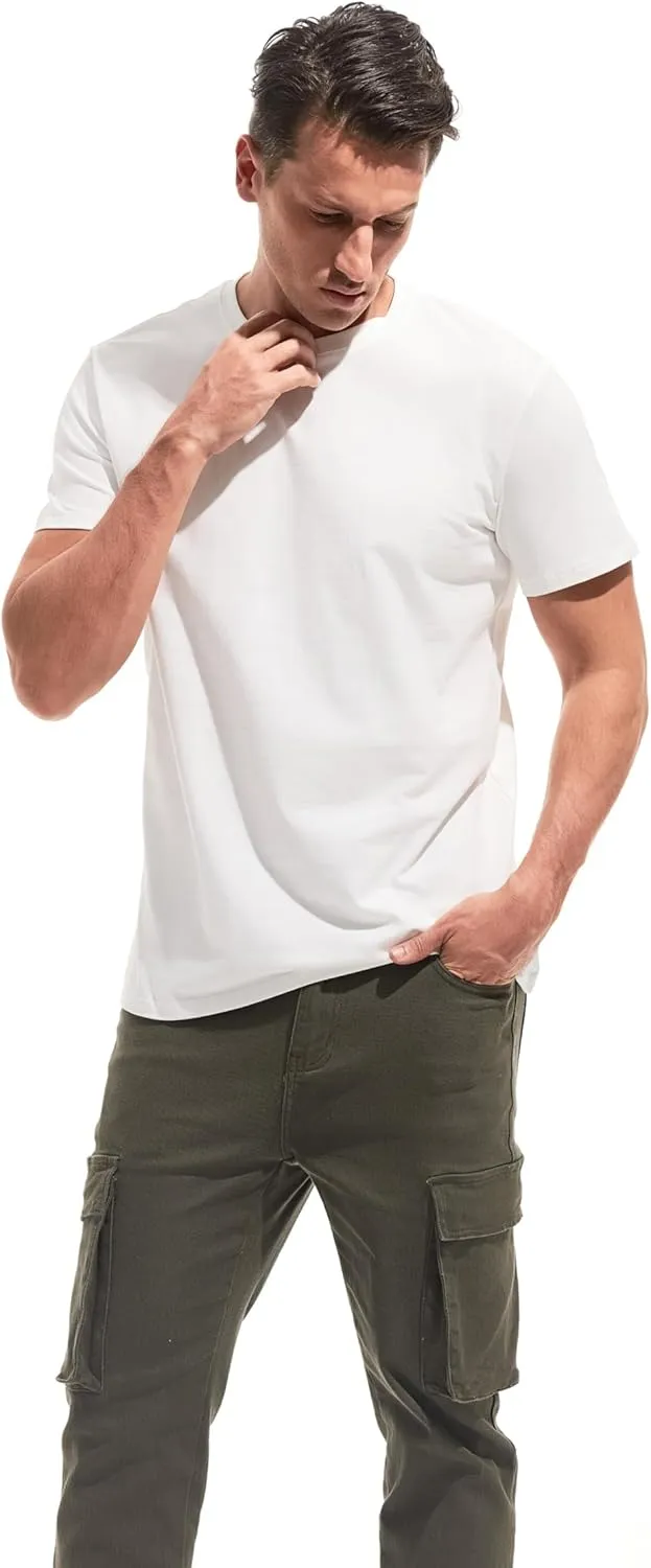 VEIISAR Mens T Shirt - Short Sleeve Crew Neck Soft Fitted Elastic Tees Fresh Classic Tshirts Color 20 