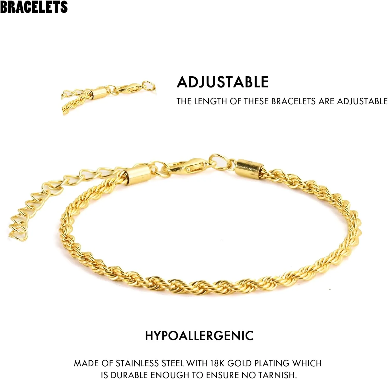 VIBILIA Silver Chain Bracelet Sets for Women Silver Plated Dainty Twist Link Paperclip Bracelets Stackable Adjustable Layered Metal Bracelet Fashion Jewelry