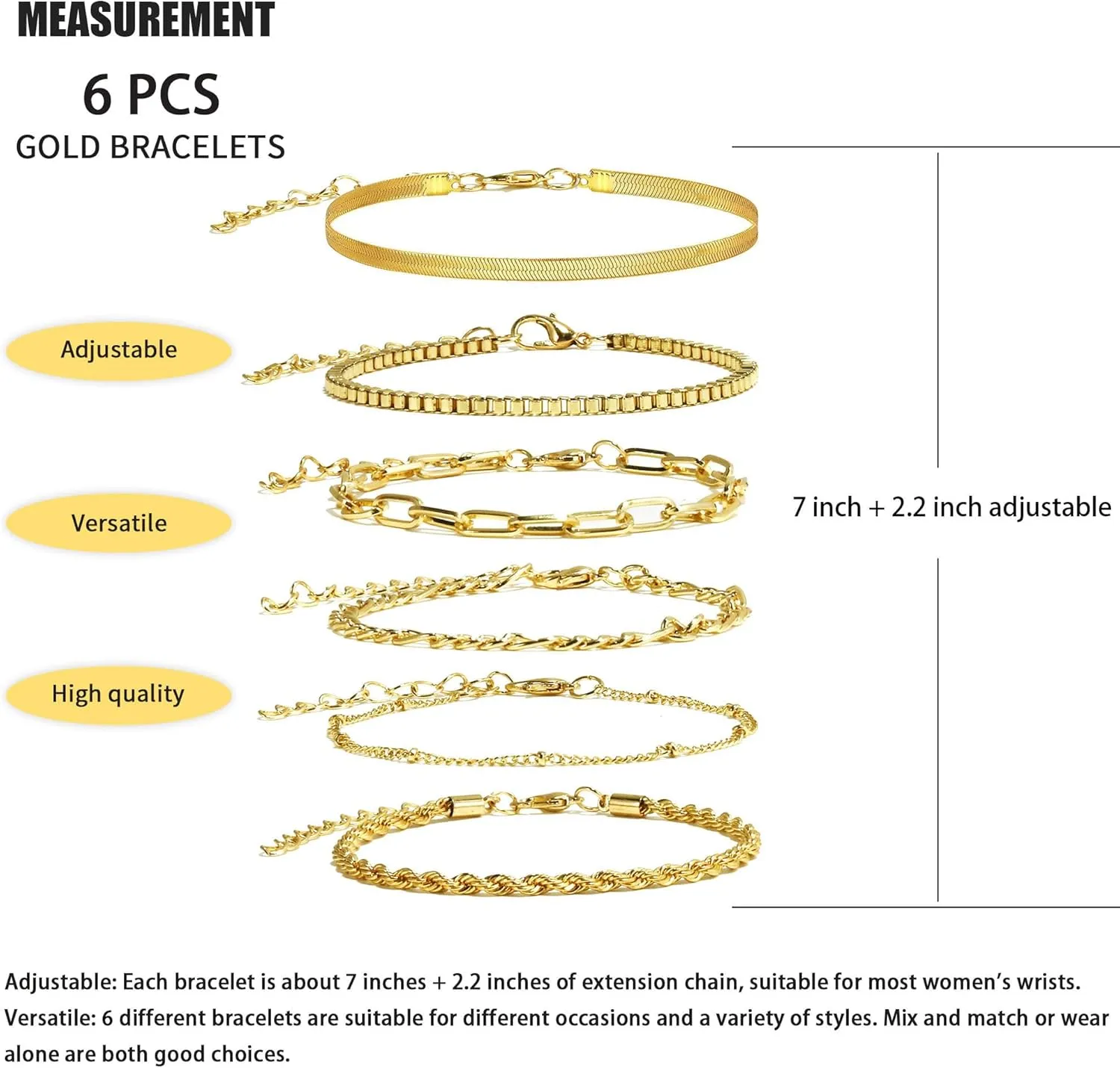 VIBILIA Silver Chain Bracelet Sets for Women Silver Plated Dainty Twist Link Paperclip Bracelets Stackable Adjustable Layered Metal Bracelet Fashion Jewelry