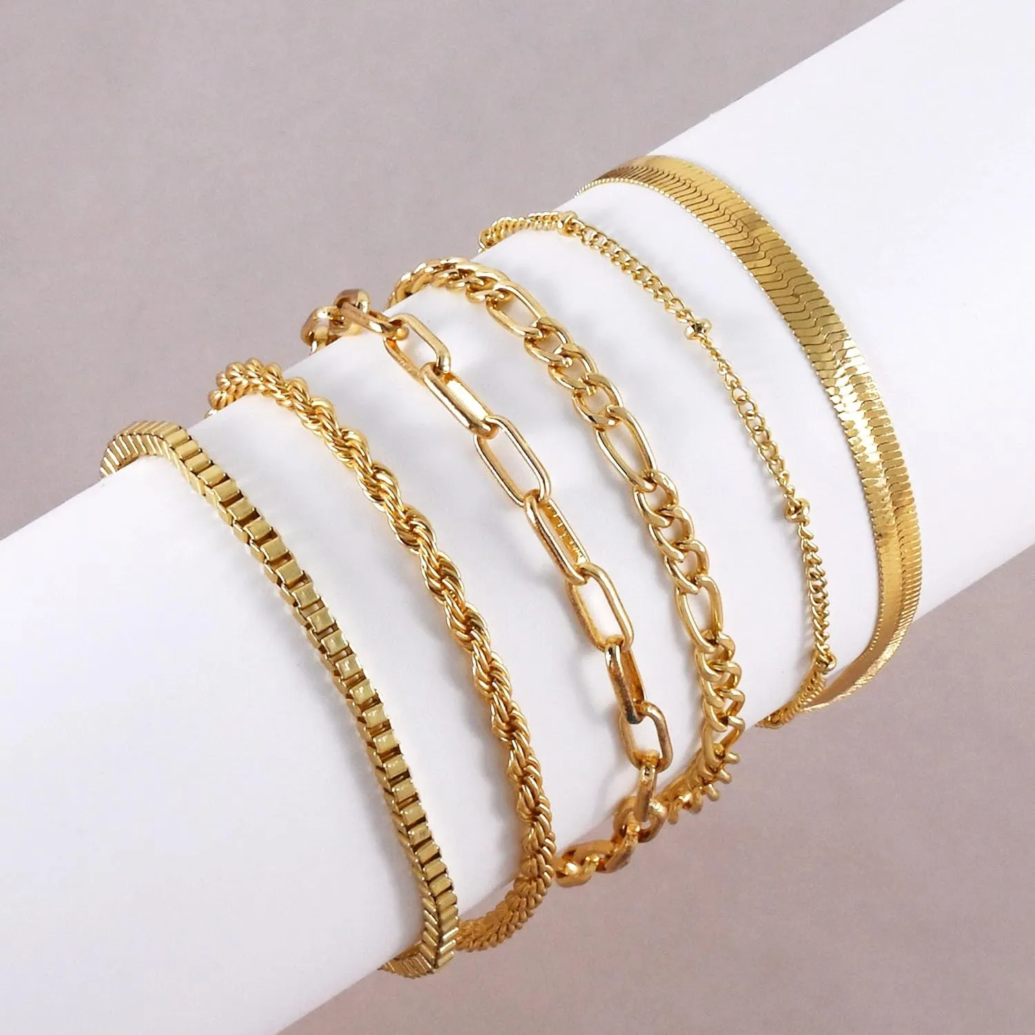 VIBILIA Silver Chain Bracelet Sets for Women Silver Plated Dainty Twist Link Paperclip Bracelets Stackable Adjustable Layered Metal Bracelet Fashion Jewelry