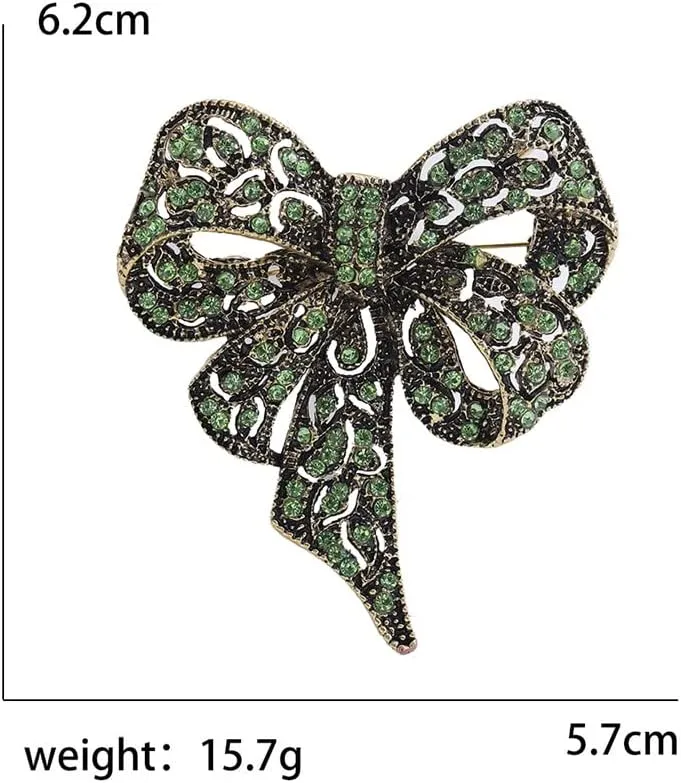Vintage Big Bow Knot Rhinestones Sparkly Brooches Lapel Pin Ribbon Brooch Classic for Women Girls Dainty Dresses Suit Shirt Clothes Accessories