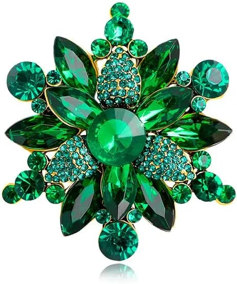 Vintage Crystal Rhinestone Flower Shape Brooch Pin Statement Jewelry Gift Accessories for Women